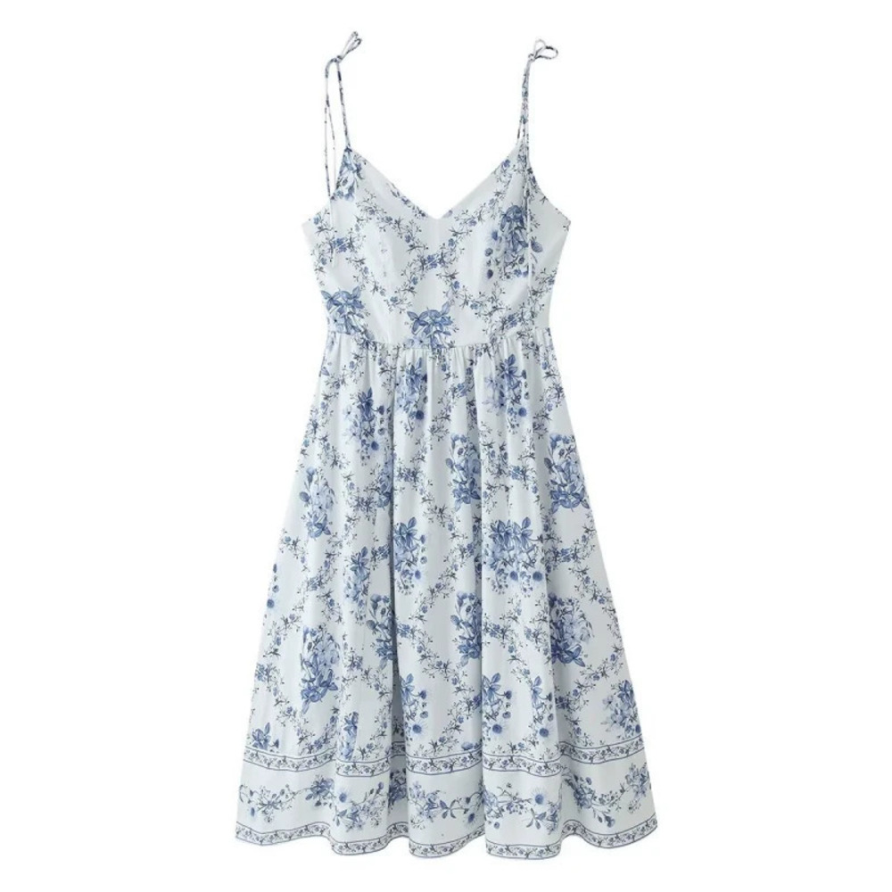 ZARA Summer New Arrival Resort Sleeveless Printed Strappy Dress
